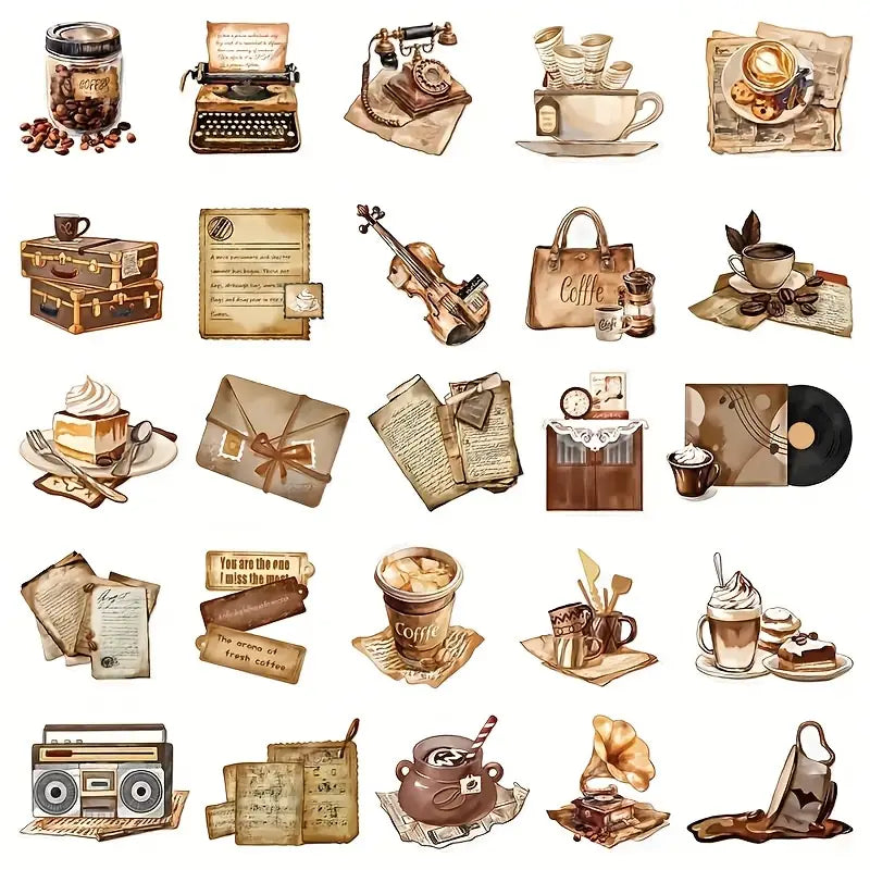 Vintage coffee shop stickers