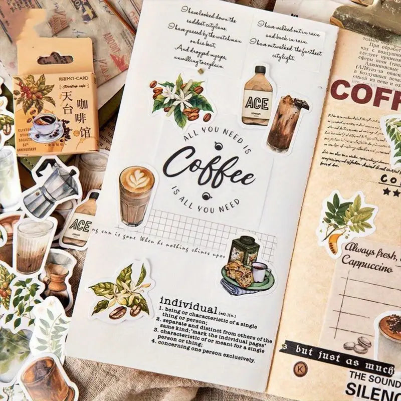 Vintage Coffee Stickers Set