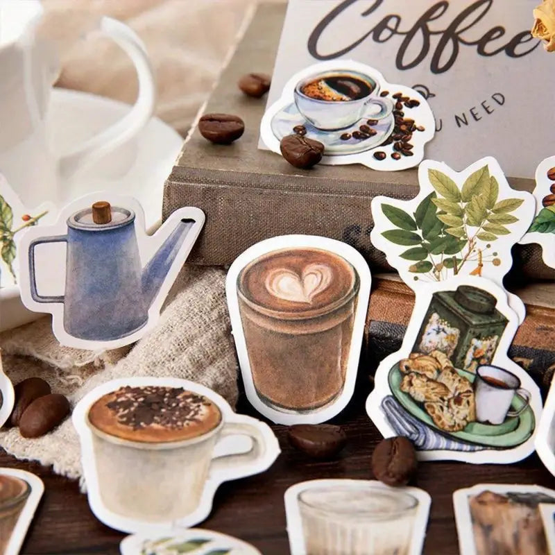 Vintage Coffee Stickers Set