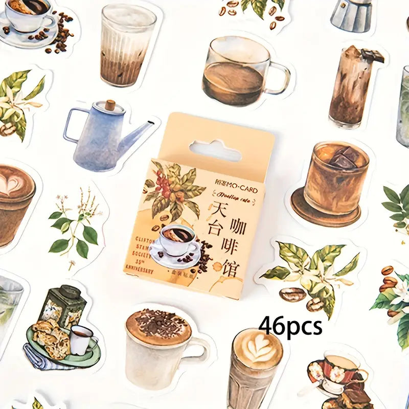 Vintage Coffee Stickers Set