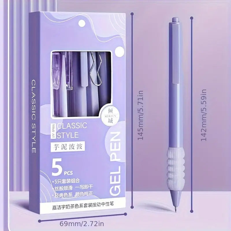Beizhixin 5-Pack Ergonomic Plastic Gel Pens