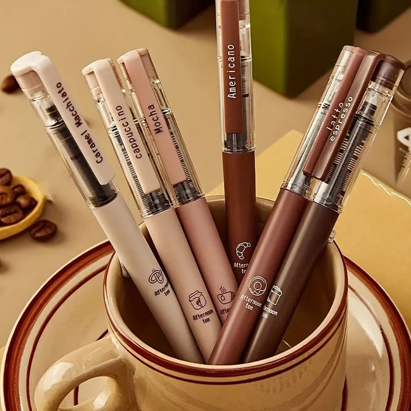 6pcs, Brown Gel Pens