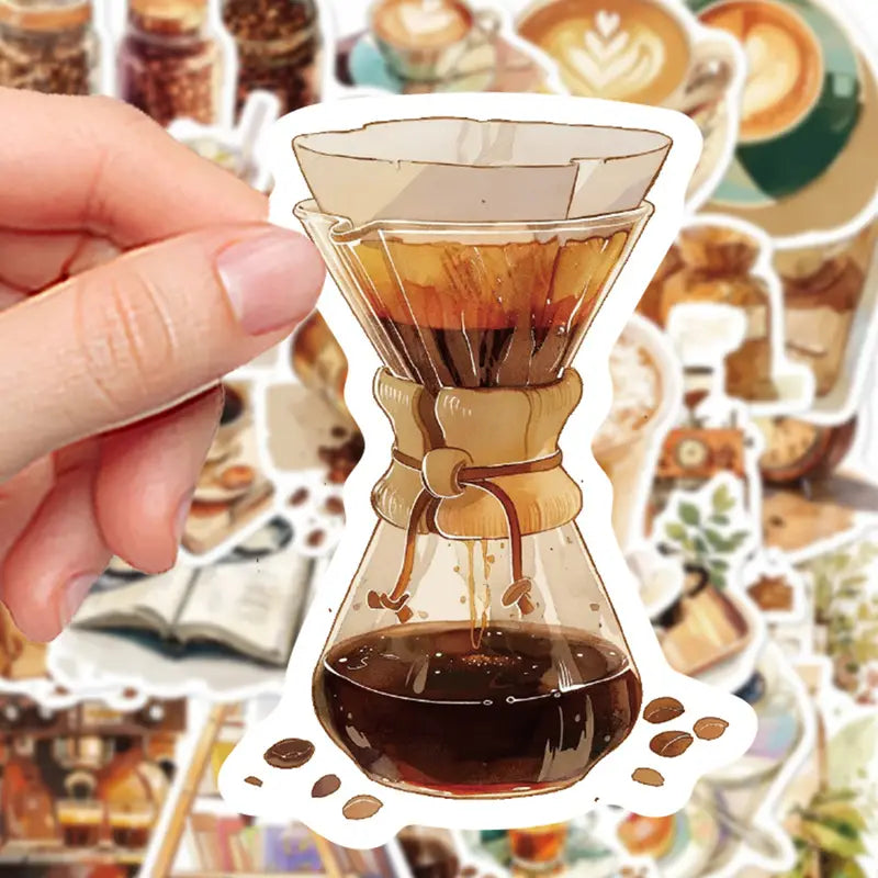 Coffee-Themed Waterproof Stickers