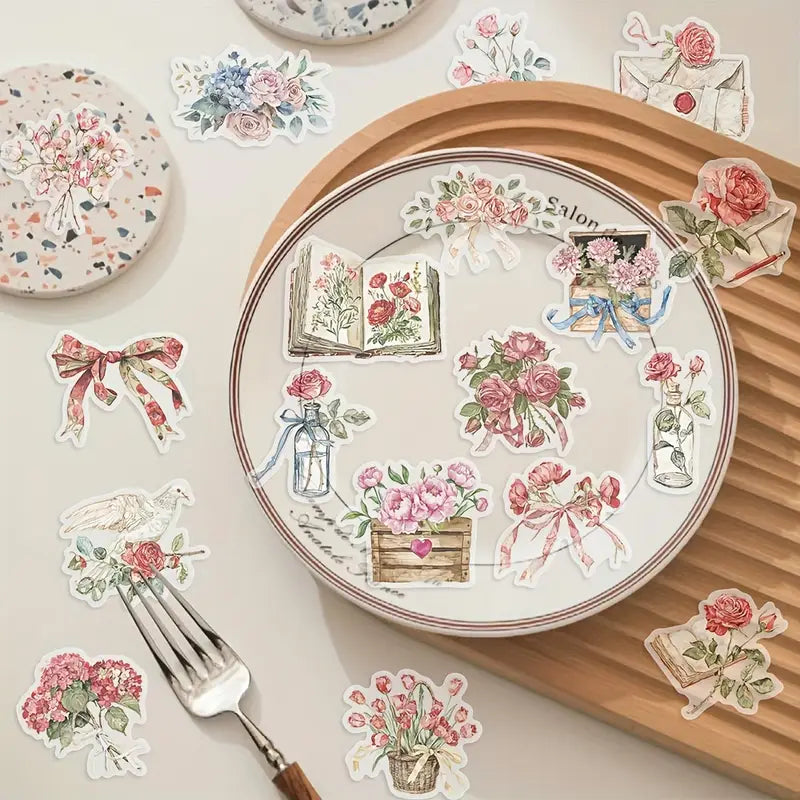 Floral stickers and letters