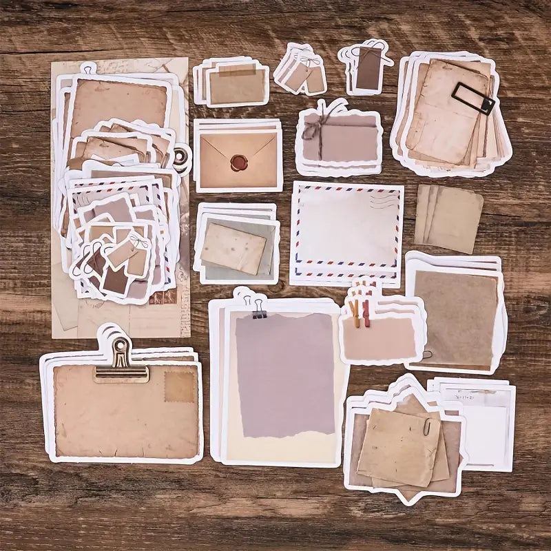 Vintage aged paper stickers