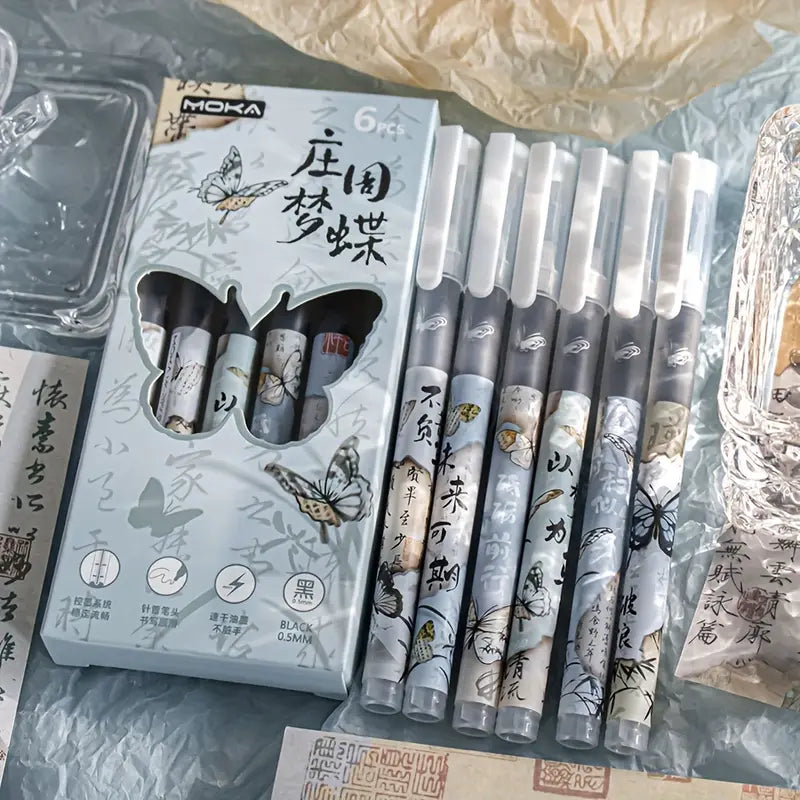 6-Pack Inspirational Chinese Style Gel Pens