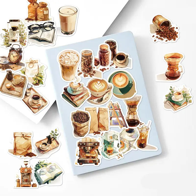 Coffee-Themed Waterproof Stickers