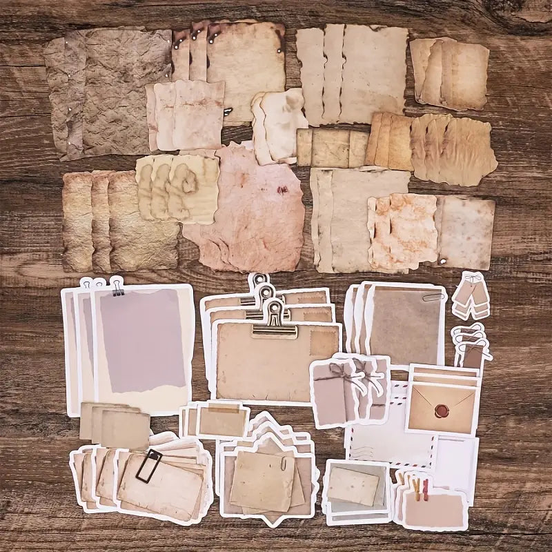 Vintage aged paper stickers