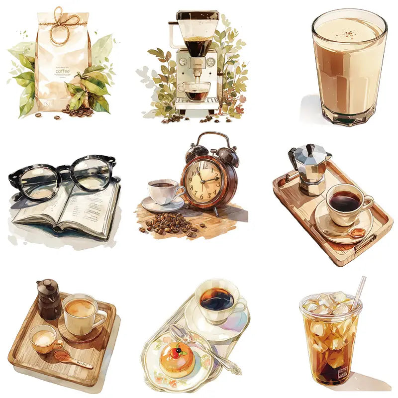 Coffee-Themed Waterproof Stickers