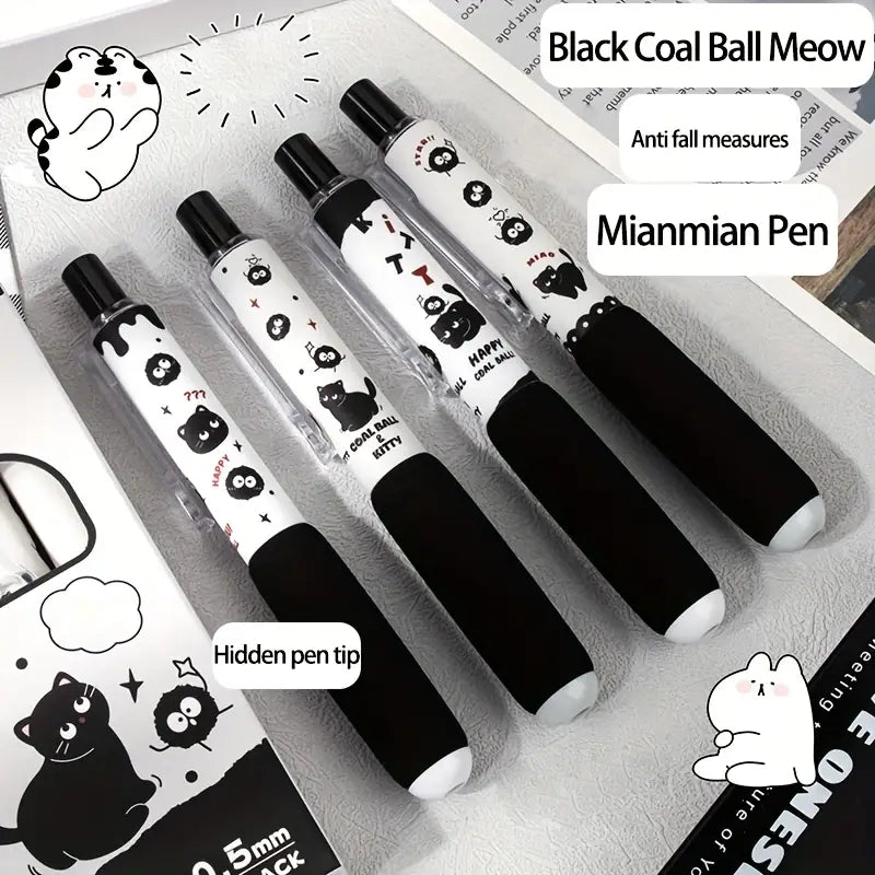 4-Pack Cute Cat Retractable Gel Pen