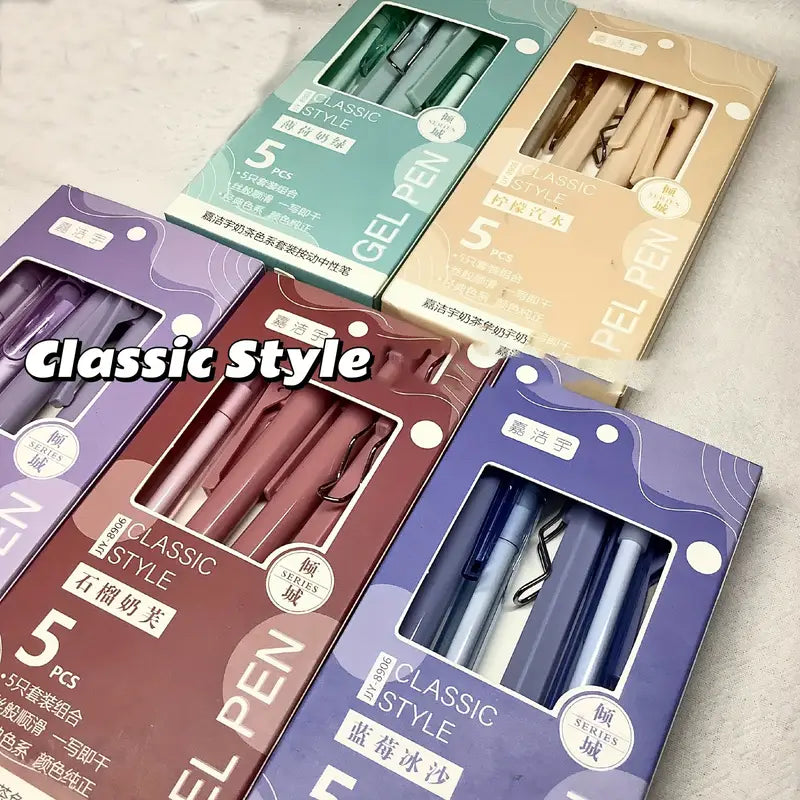 Beizhixin 5-Pack Ergonomic Plastic Gel Pens