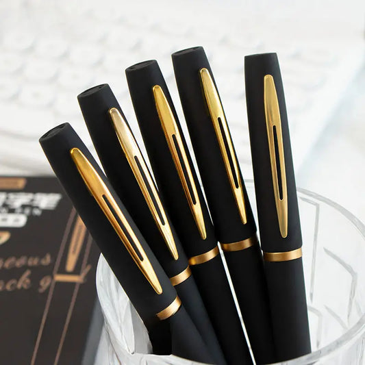 5pcs Sleek Black & Golden Gel Pens
