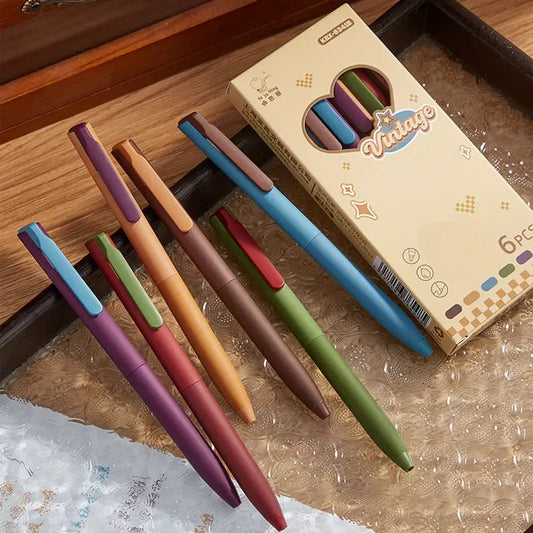 6-Pack Vintage Colored Gel Pens