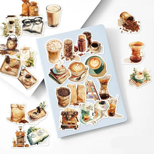 Coffee-Themed Waterproof Stickers